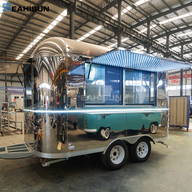 Customized Stainless Steel Durable Stylish Airstream Food Trailer 