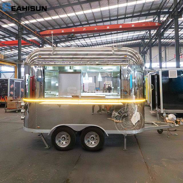 Stylish Mirror Stainless Steel Airstream Food Trailer with Full Kitchen SMAA-4000