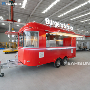 SEAHISUN Red Airstream Style Burger & Fries Food Trailer