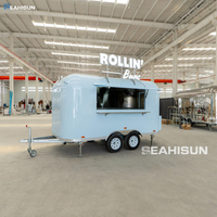 SEAHISUN Light Blue Aluminum Spray Airstream Style Food Trailer