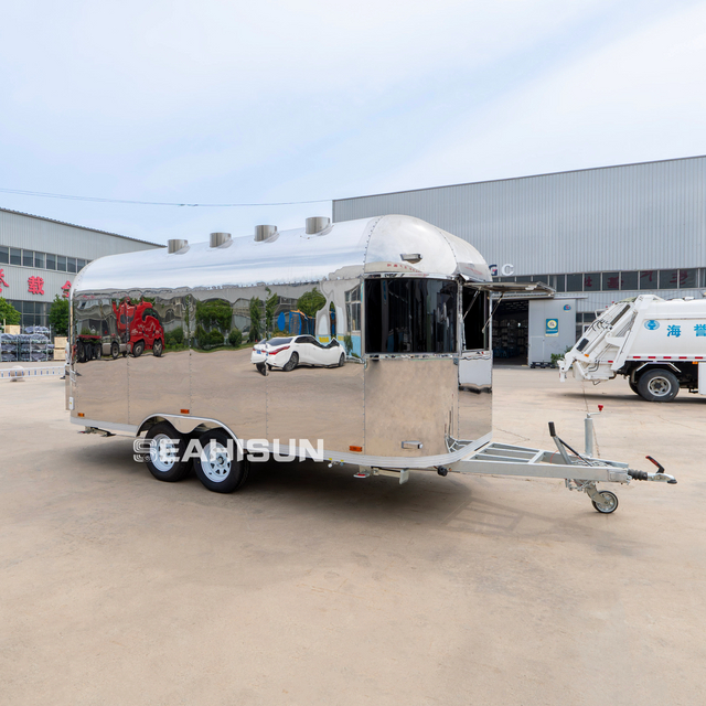 Airstream 304 Stainless Steel Food Truck Mobile Ice Cream Hot Dogs Catering Van Food Trailer for Sale
