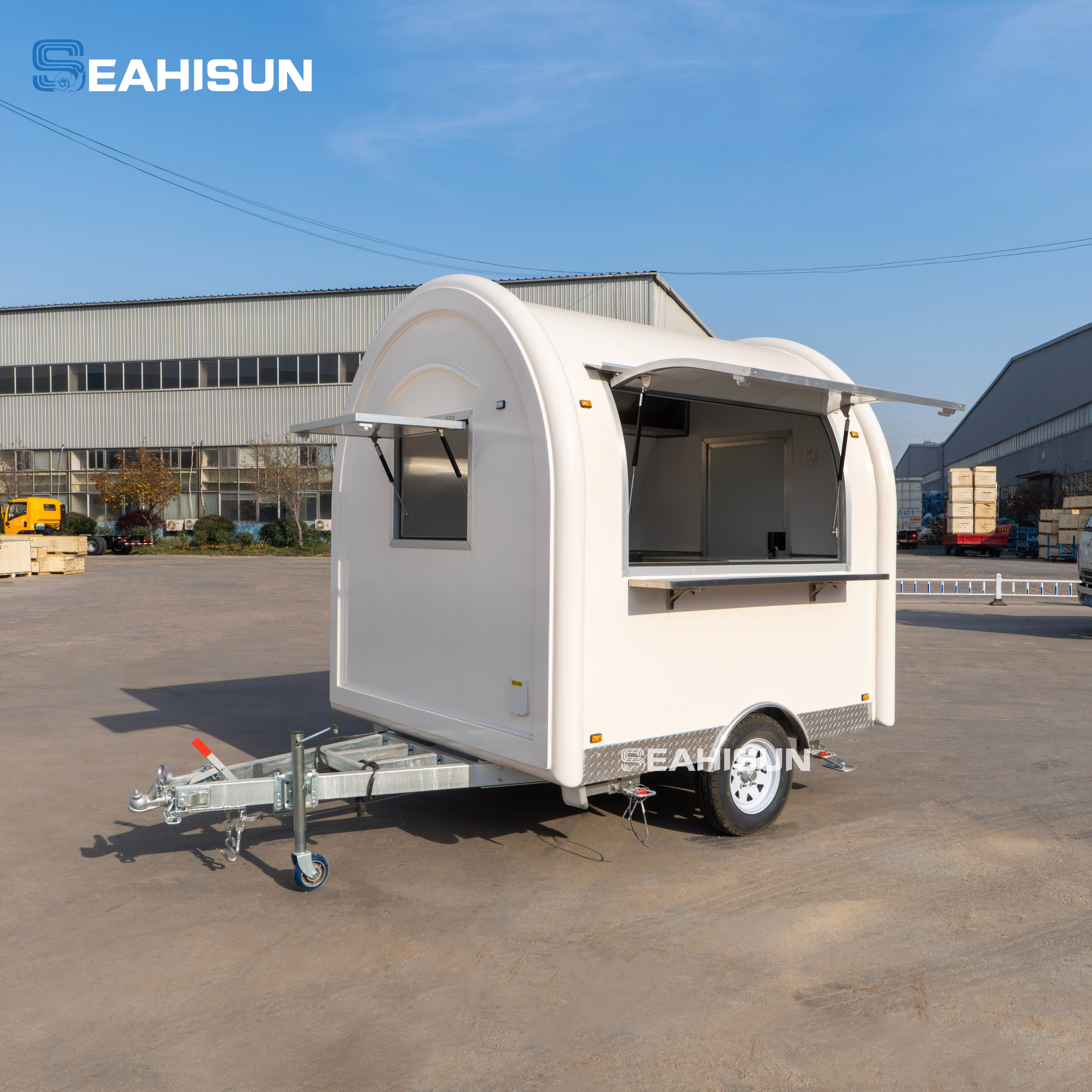 Seahisun Custom Vintage Style Mobile Food Trailer Cart Ice Cream Deep Fried Snacks Built-In Power Rust Resistant Mobile Catering