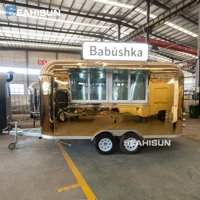 Mobile Coffee Shop Hamburger Stainless Steel Street Kitchen Food Trailer Ice Cream Food Truck With Full Kitchen