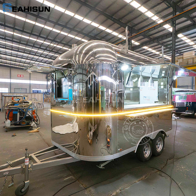 Stylish Mirror Stainless Steel Airstream Food Trailer with Full Kitchen SMAA-4000