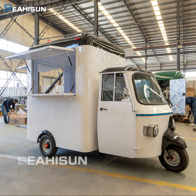 Compact Electric Tricycle Food Truck | Commercial Mobile Vending Van with Service Window