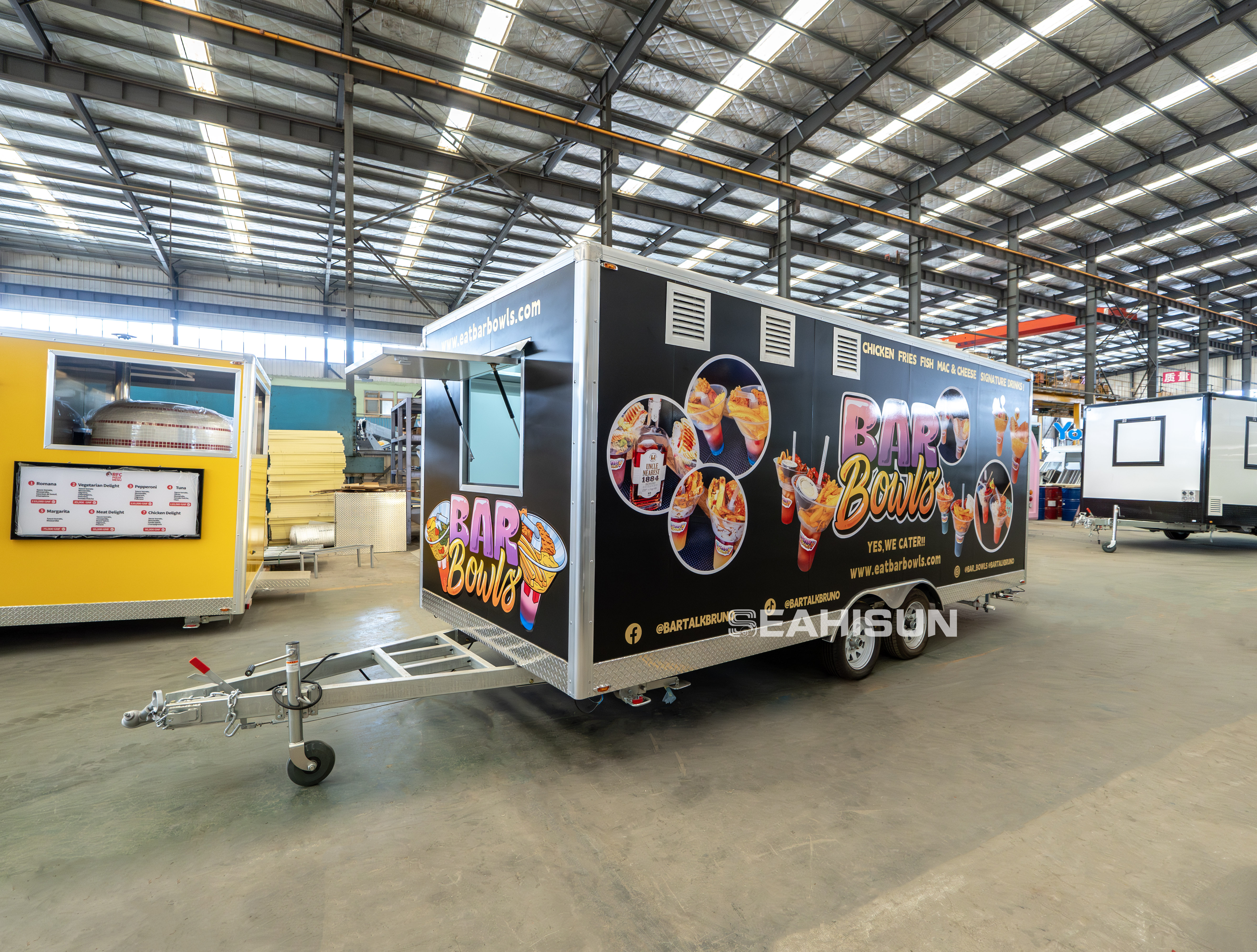 Interior layout and spatial engineering of a full kitchen mobile trailer
