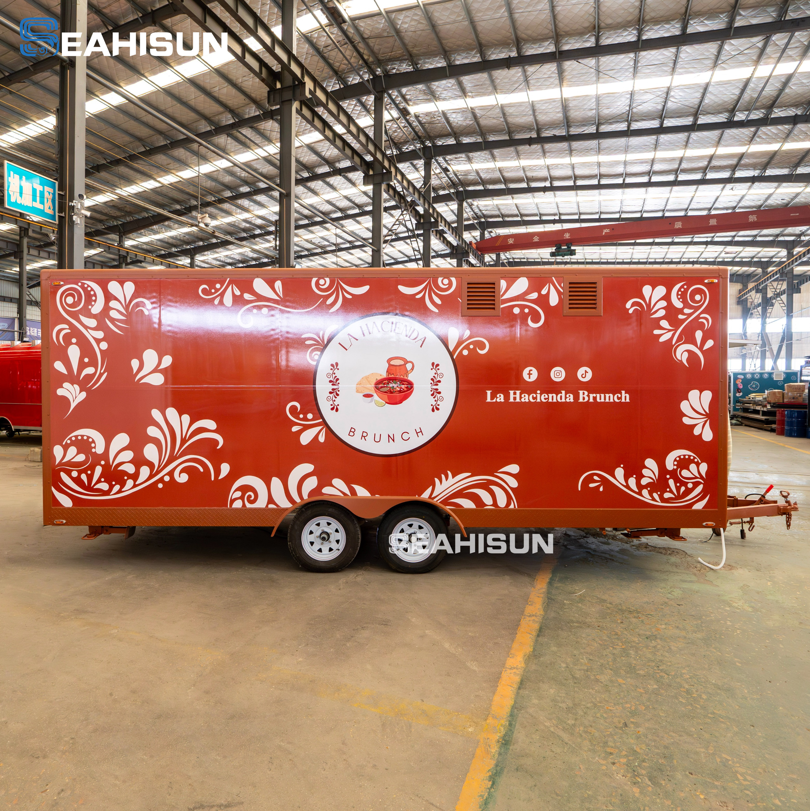 Food trailer refrigeration setup interior view